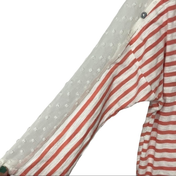 little Yellow Button Anthropologie Orange White Stripe Mabel Top, Medium - Picture 4 of 10